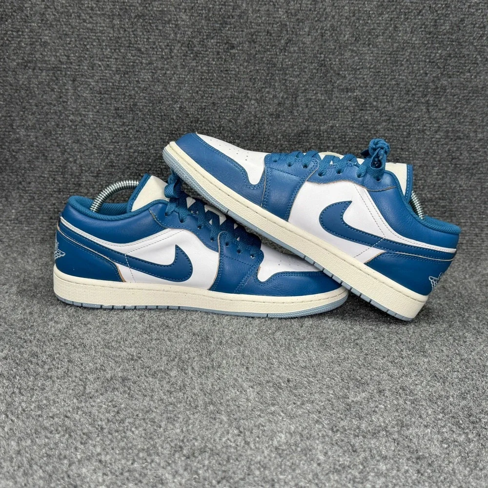Jordan 1 Low Shoes Men's 9 Industrial Blue‎ White Retro Athletic Sneakers